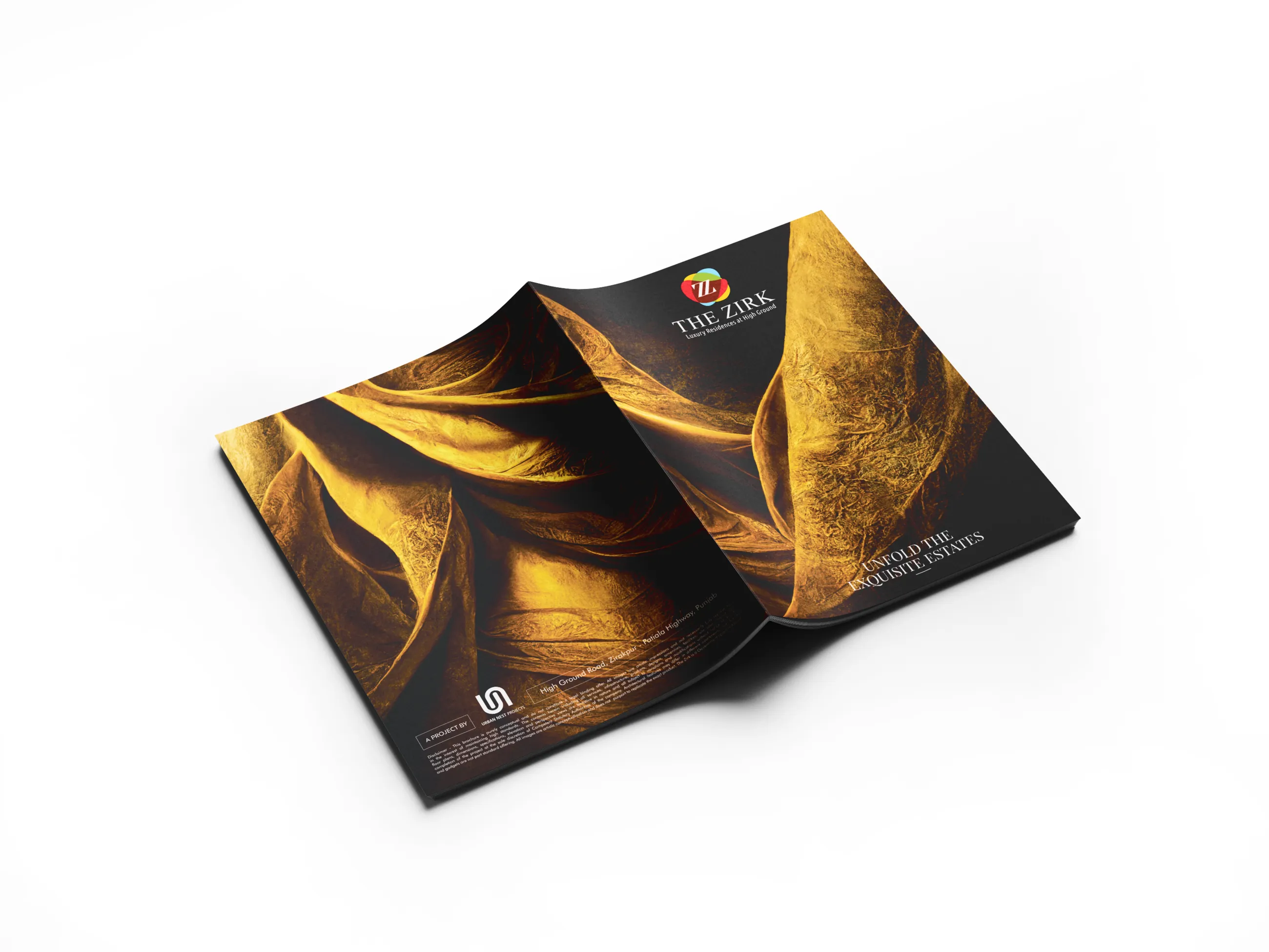 The Zirk brochure opened to a gold spread